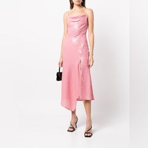 Alice + Olivia Harmony Sequin evening prom party pink dress